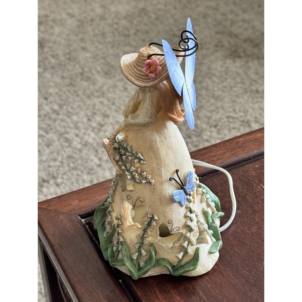 Vintage Ceramic Garden Fairy Butterfly Floral Table Desk Lamp Night Light - Picture 7 of 16